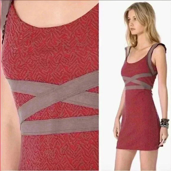 Free People Cross My Heart Bodycon Mini Dress Sz M - Picture 2 of 12